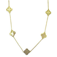 Flora Motif Mother of Pearl 5 Station Necklace