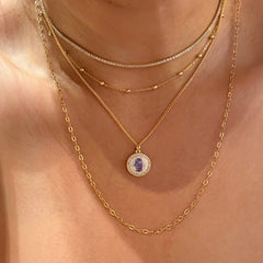 Hamsa Mosaic Gemstone Sparkle Necklace