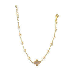 Sterling Silver Flora Pearl Station Bracelet