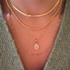 Gold Filled Triangle Evil Eye Round Necklace