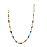 Rainbow Rectangle Bezel Station Bracelet