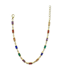 Rainbow Rectangle Bezel Station Bracelet