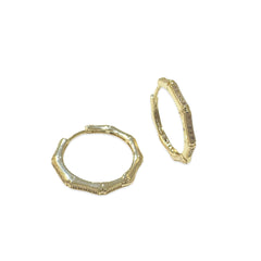 Gold Filled Pave Bamboo Hoop Huggies