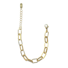Gold Filled Texture Paperclip Chain Bracelet
