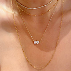 Adriene Emerald Birthstone Heart Duo Petite Necklace