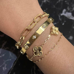 Gold Filled Texture Paperclip Chain Bracelet