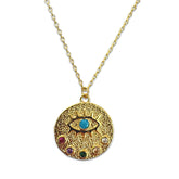 Evil Eye Rainbow Disc Necklace