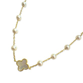 Sterling Silver Flora Pearl Station Bracelet