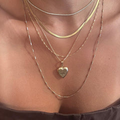 Gold Filled Double Heart Ridged Locket Necklace