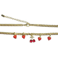 18K Gold Filled Cherry Strawberry Charm Necklace