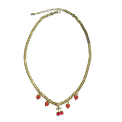 18K Gold Filled Cherry Strawberry Charm Necklace