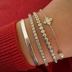 Sterling Silver Pearl Flora Deco Station Bracelet