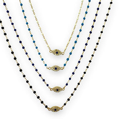 Evil Eye Color Beaded Enamel Chain Choker