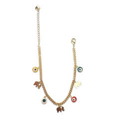 18K Gold Filled Evil Eye Elephant Charm Anklet