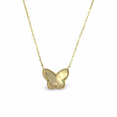 Butterfly Mother of Pearl Bezel Necklace