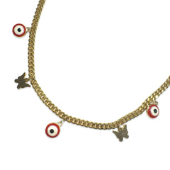 18K Gold Filled Evil Eye Butterfly Charm Necklace