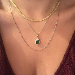 Gold Filled Emerald Teardrop Necklace