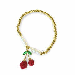 Polly Pearl Ball Sparkle Cherry Stretch Bracelet