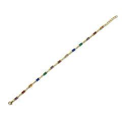 Rainbow Rectangle Bezel Station Bracelet