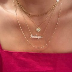 Sterling Silver Script Fuck You Necklace