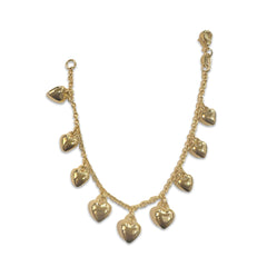 18K Gold Filled Heart Charm Rolo Chain Bracelet