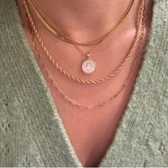 18K Gold Filled Hamsa Disc Necklace