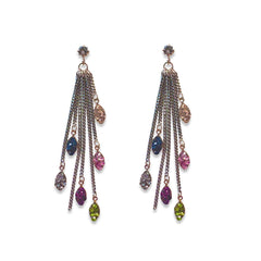 Vera Rainbow Tassel Statement Earrings