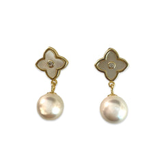 Flora Petal Pearl Drop Earrings