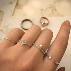 Noelia Pearl Pave Thick Ring