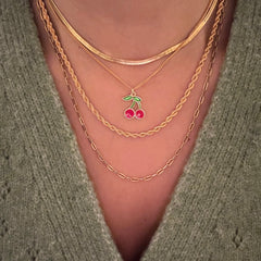 Gold Filled Cherry Pendant Cuban Chain Necklace
