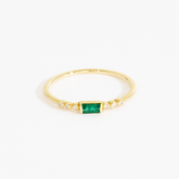 Hester Baguette Emerald Diamond 6 Bezel Ring