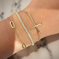 Sideways Plain Large Cross Bracelet