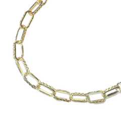 Gold Filled Texture Paperclip Chain Bracelet