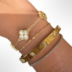 Gold Filled Mini Ridged Flora Station Bracelet