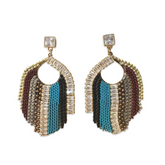 Akira Tassel Deco Statement Earrings