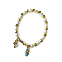 Polly Pearl Gold Ball Seahorse Labubu Stretch Bracelet