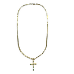 18K Gold Filled Cuban Chain Cross Pendant Necklace