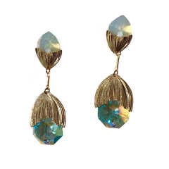 Vintage Drape Crystal Teardrop Drop Earrings