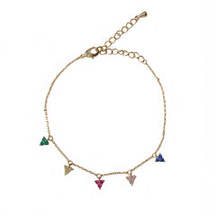 Multi Three Petal Cluster Flower Charm Bracelet