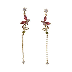 Ruby Butterfly Dangle Earrings