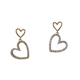 Double Heart Pave Dangle Earrings