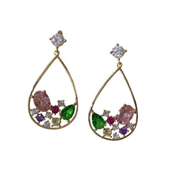 Teardrop Multi Cluster Sparkle Earrings