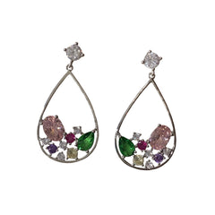 Teardrop Multi Cluster Sparkle Earrings