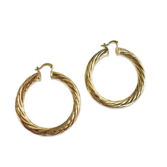 18K Gold Filled 7mm Twist Clasp Hoops