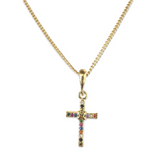 Gold Filled Rainbow Cross Necklace