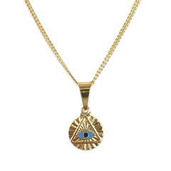 Gold Filled Triangle Evil Eye Round Necklace