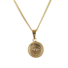 Gold Filled Clear Evil Eye Round Necklace