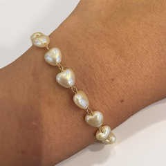 Gold Filled Pearl Heart Bracelet