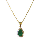 Gold Filled Emerald Teardrop Necklace