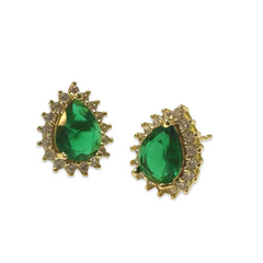Gold Filled Emerald Teardrop Stud Earrings